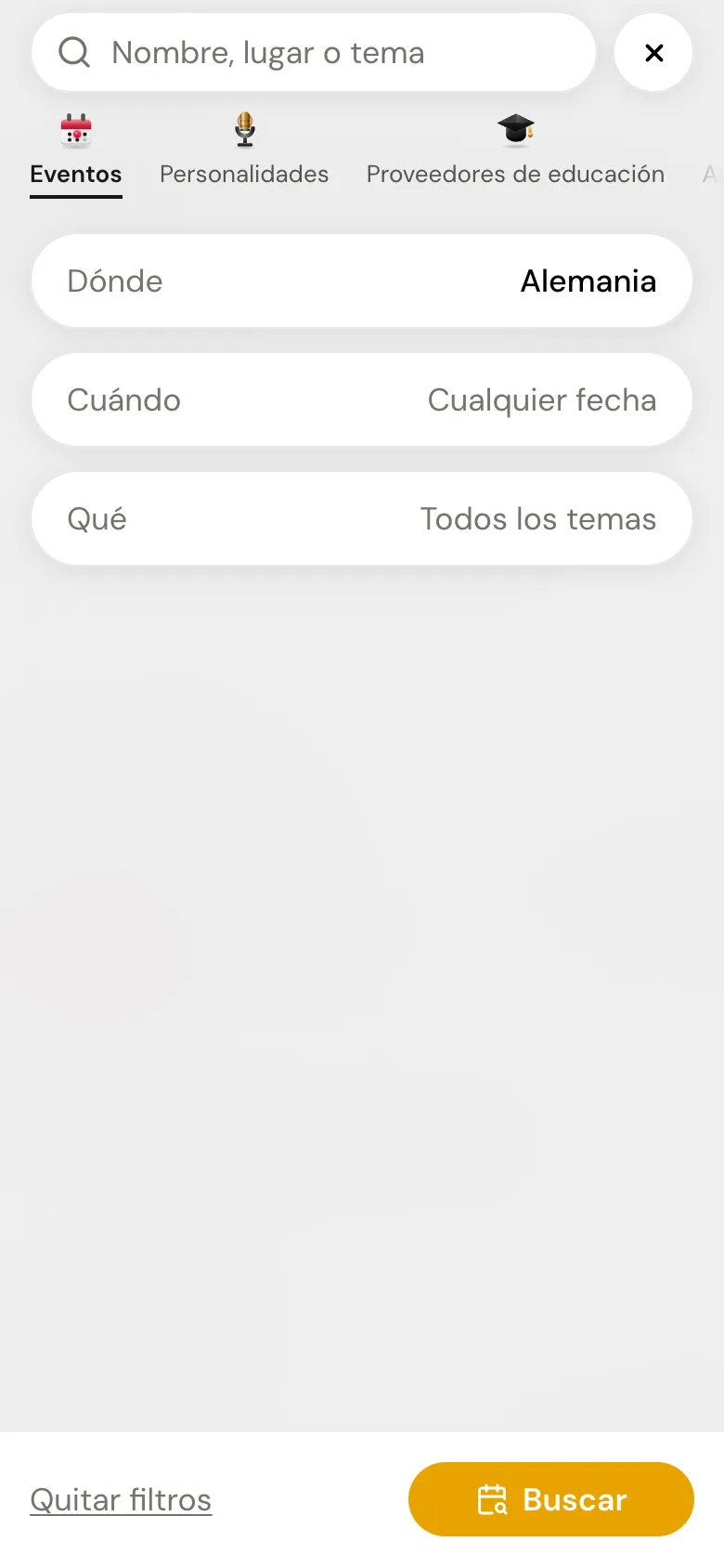 La búsqueda en el móvil con las tarjetas Dónde, Cuándo y Qué